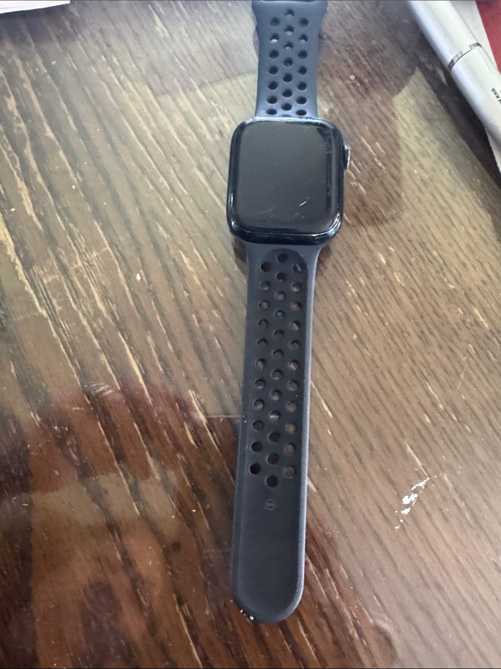 Apple series 7 Black locked Smartwatch with Perforated Silicone Band